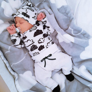 Baby Boy Clothes 2019 Autumn Baby Girl Clothing Sets Newborn Cotton Printed Long Sleeved T-shirt+pants+cap Kids 3pcs Suit