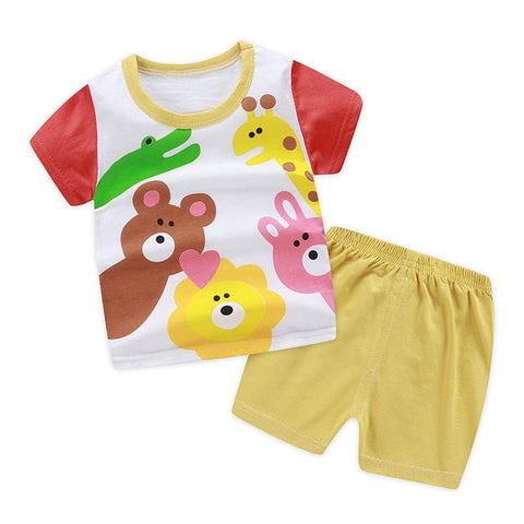 Summer children clothing sets cartoon toddler girls clothing sets top+pant 2Pcs/sets kids casual boys clothes sport suits outfit