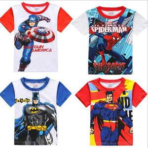 Summer Marvel T-shirt Kids Clothing Super hero T shirt Clothes Captain America Batman Spiderman Superman T shirt Boys Clothing