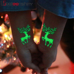 BalleenShiny Luminous Tattoos Glow In The Dark Children's Temporary Tattoos Kids Christmas Fluorescent Waterproof Cute Stickers