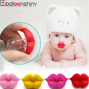 BalleenShiny Safe Baby Red Kiss Lips Pacifier Soother Holder Toys Feeder Toy Infant Silicone Teether Kids Soother Pacifier