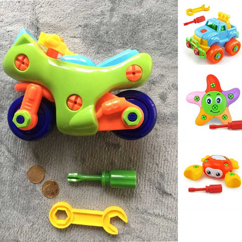 DIY Disassembly Assembly Toys for Children Car/Helicopter/Motorcycle Educational Blocks Toys With Assemble Screw Driver Nut