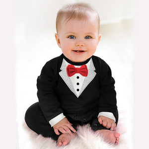 Toddler Boys Gentleman Suit Long-sleeved Baby Jumpsuit Newborn Clothing Children's Casual Sets Infant Kids Clothes For 1 2 years