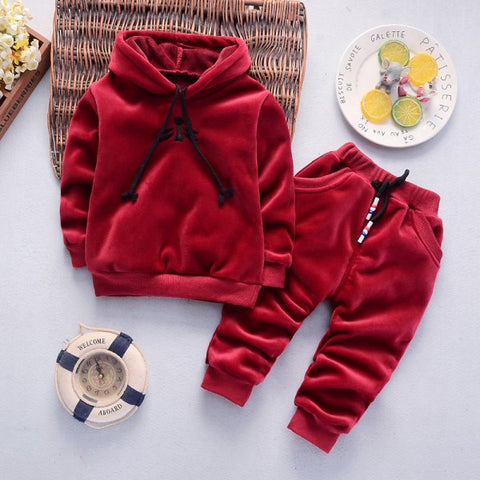 Children Clothing Autumn Winter Boys Girls Clothes 2pcs Outfits Kids Clothes Christmas Costume Suit Girls Velvet Clothing Sets