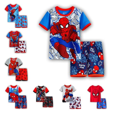 Summer Marvel T-shirt Kids Clothing Super hero Casual Clothes set cartoon Batman Spiderman cotton T shirt Boys Clothes