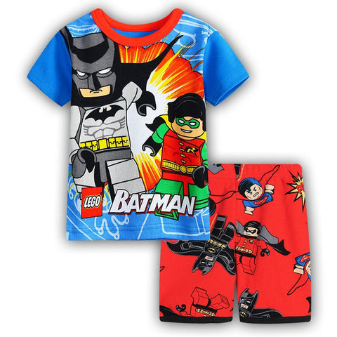 Summer Marvel T-shirt Kids Clothing Super hero Casual Clothes set cartoon Batman Spiderman cotton T shirt Boys Clothes