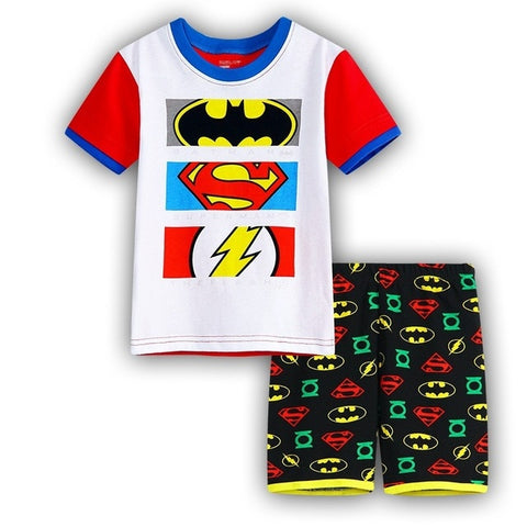 Summer Marvel T-shirt Kids Clothing Super hero Casual Clothes set cartoon Batman Spiderman cotton T shirt Boys Clothes