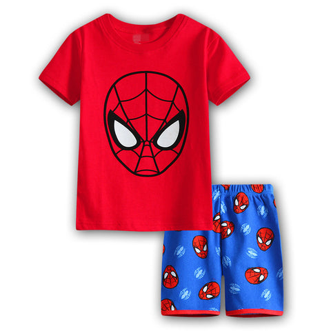 Summer Marvel T-shirt Kids Clothing Super hero Casual Clothes set cartoon Batman Spiderman cotton T shirt Boys Clothes