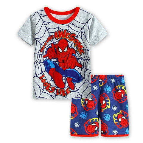 Summer Marvel T-shirt Kids Clothing Super hero Casual Clothes set cartoon Batman Spiderman cotton T shirt Boys Clothes