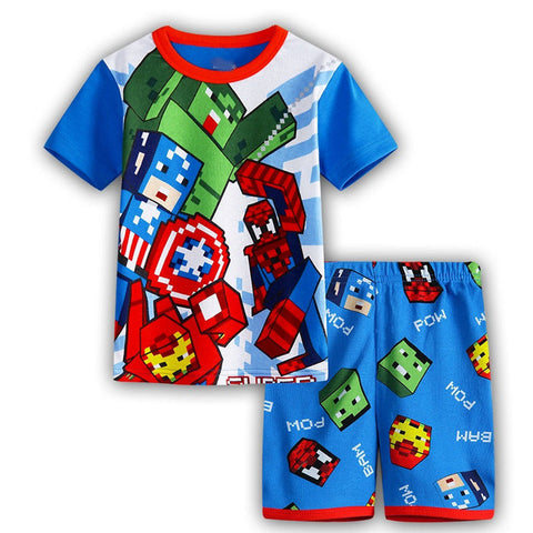 Summer Marvel T-shirt Kids Clothing Super hero Casual Clothes set cartoon Batman Spiderman cotton T shirt Boys Clothes