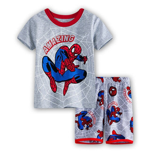 Summer Marvel T-shirt Kids Clothing Super hero Casual Clothes set cartoon Batman Spiderman cotton T shirt Boys Clothes