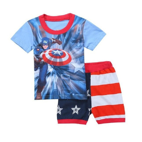 Summer Marvel T-shirt Kids Clothing Super hero Casual Clothes set cartoon Batman Spiderman cotton T shirt Boys Clothes