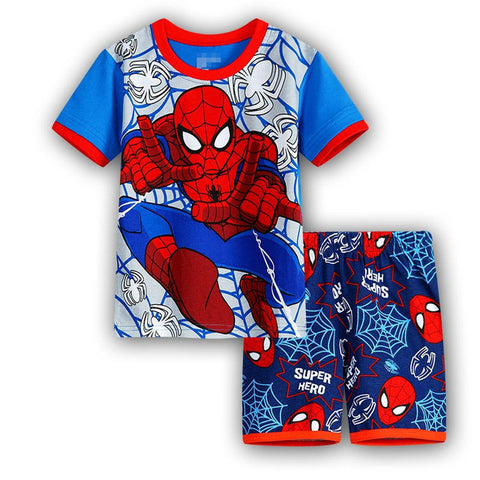 Summer Marvel T-shirt Kids Clothing Super hero Casual Clothes set cartoon Batman Spiderman cotton T shirt Boys Clothes