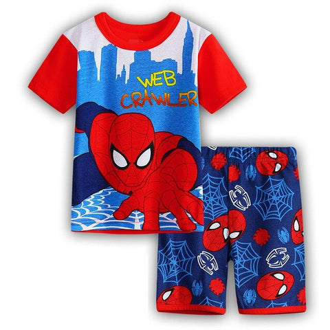 Summer Marvel T-shirt Kids Clothing Super hero Casual Clothes set cartoon Batman Spiderman cotton T shirt Boys Clothes