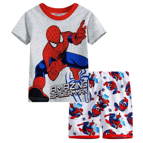 Summer Marvel T-shirt Kids Clothing Super hero Casual Clothes set cartoon Batman Spiderman cotton T shirt Boys Clothes