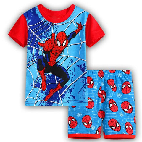 Summer Marvel T-shirt Kids Clothing Super hero Casual Clothes set cartoon Batman Spiderman cotton T shirt Boys Clothes