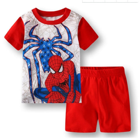 Summer Marvel T-shirt Kids Clothing Super hero Casual Clothes set cartoon Batman Spiderman cotton T shirt Boys Clothes