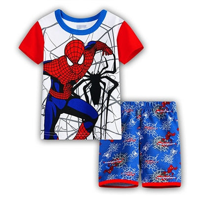 Summer Marvel T-shirt Kids Clothing Super hero Casual Clothes set cartoon Batman Spiderman cotton T shirt Boys Clothes