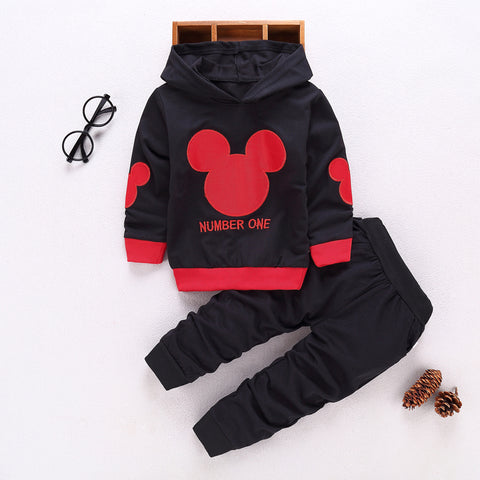 Toddler Tracksuit Spring and autumn Baby Clothing Sets Boys Girls Mickey Clothes Kids Hooded T-shirt And Pants 2 Pcs Suits