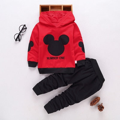 Toddler Tracksuit Spring and autumn Baby Clothing Sets Boys Girls Mickey Clothes Kids Hooded T-shirt And Pants 2 Pcs Suits