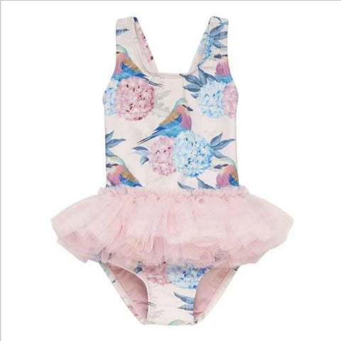 Adorable baby girls skirt swimwear summer animal/flower/bird printing pattern toddler bathing suit kids clothing set children