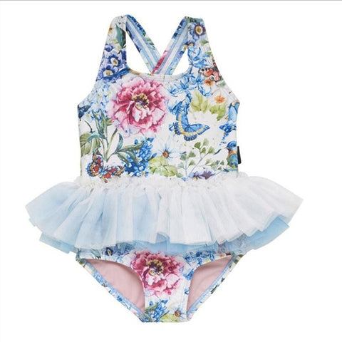 Adorable baby girls skirt swimwear summer animal/flower/bird printing pattern toddler bathing suit kids clothing set children