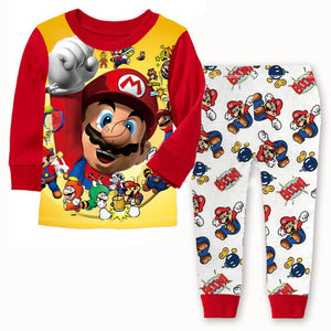 Cartoon Kids Toddler Boys Super Mario Clothes Suits Cotton Sleepwear Nightwear Pajamas Set Casual Printed Clothing Suit