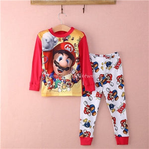 Cartoon Kids Toddler Boys Super Mario Clothes Suits Cotton Sleepwear Nightwear Pajamas Set Casual Printed Clothing Suit