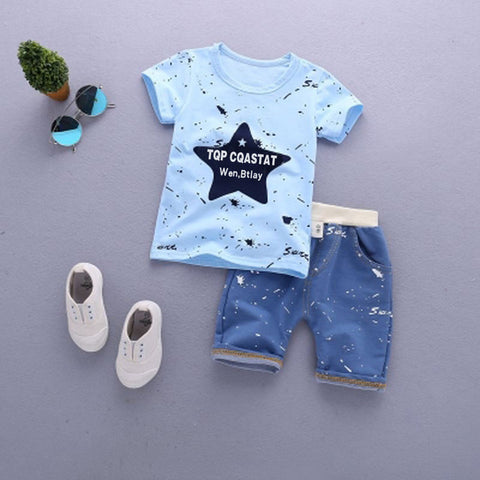 2019 Children Clothing Summer Baby Boys Clothes Set T-Shirt+Shorts 2 Pcs Suits Toddler Boys Clothes Kids Cotton Comfortable Sets