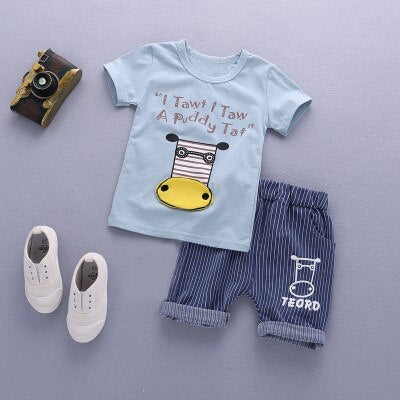 2019 Children Clothing Summer Baby Boys Clothes Set T-Shirt+Shorts 2 Pcs Suits Toddler Boys Clothes Kids Cotton Comfortable Sets