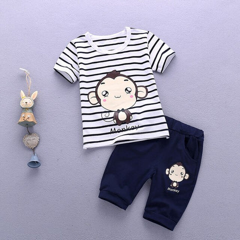 2019 Children Clothing Summer Baby Boys Clothes Set T-Shirt+Shorts 2 Pcs Suits Toddler Boys Clothes Kids Cotton Comfortable Sets