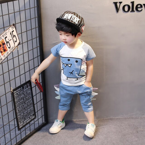 2019 Children Clothing Summer Baby Boys Clothes Set T-Shirt+Shorts 2 Pcs Suits Toddler Boys Clothes Kids Cotton Comfortable Sets