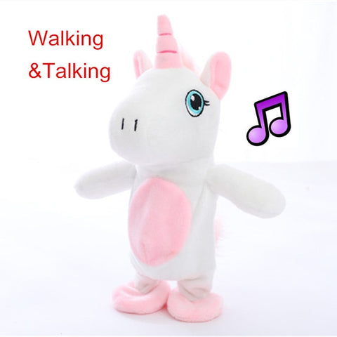 Funny Toys  Electric Walking Unicorn Plush Toy Stuffed Animal Toy Electronic Music Unicorn Toy for Children Christmas Gifts