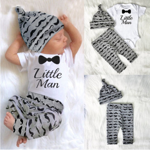 2017 Baby Clothing Sets 0-18M 3pcs Autumn Baby Boys Clothes SET Infant Baby Mini Tops T-shirt+Pants+hat 3pcs Outfits Set